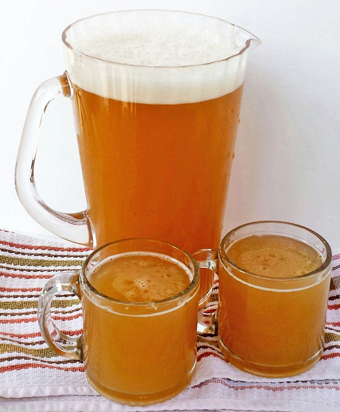 This traditional Ukrainian Apple Kvass - Квас "Яблочный"drink is truly yummylitious! There are many different kvass recipes, including the most popular bread kvass, but this recipe has a delicious, apple flavor that is just delightful and enjoyed by adults and kids alike. Kvass is a perfect thirst-quenching drink, remarkably refreshing, especially during these hot summer days.