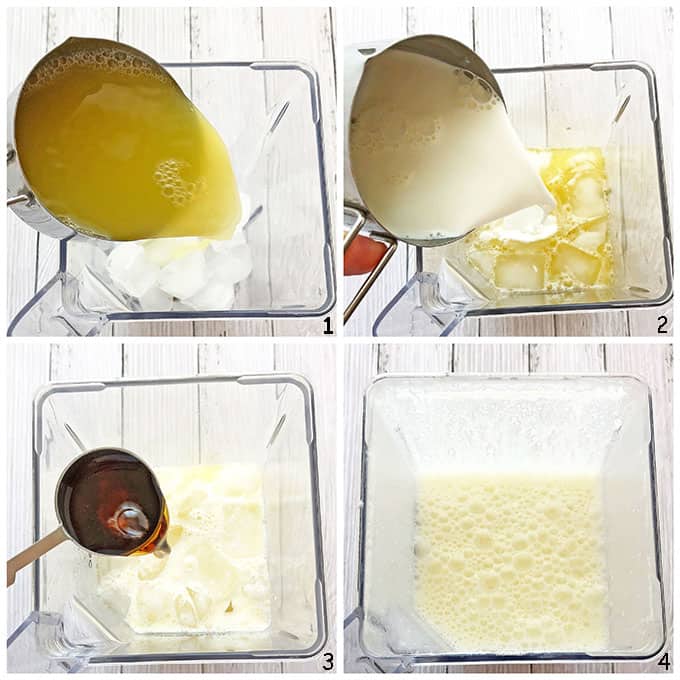 Pina Colada Smoothie is one of the most popular tropical drinks for a very good reason: the perfect creamy mix blended out of pineapple juice. There are many types of Pina Colada recipes, but I make mine simple. If you like the coconut flavor in yours, you may add coconut cream or milk instead of half & half. Just throw all the ingredients into the blender and the rest is done for you. It melts quickly so make sure to serve it right away.