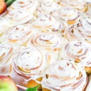 Apple cinnamon rolls are the perfect combination of soft and tender crust, spicy-sweet filling, and a drizzle of cream cheese frosting on top.