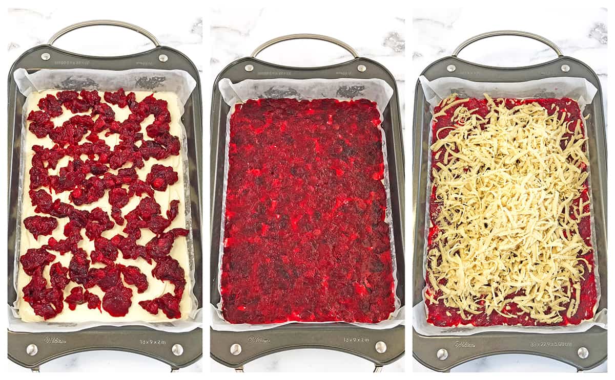 How to assemble cream cheese cranberry bars.