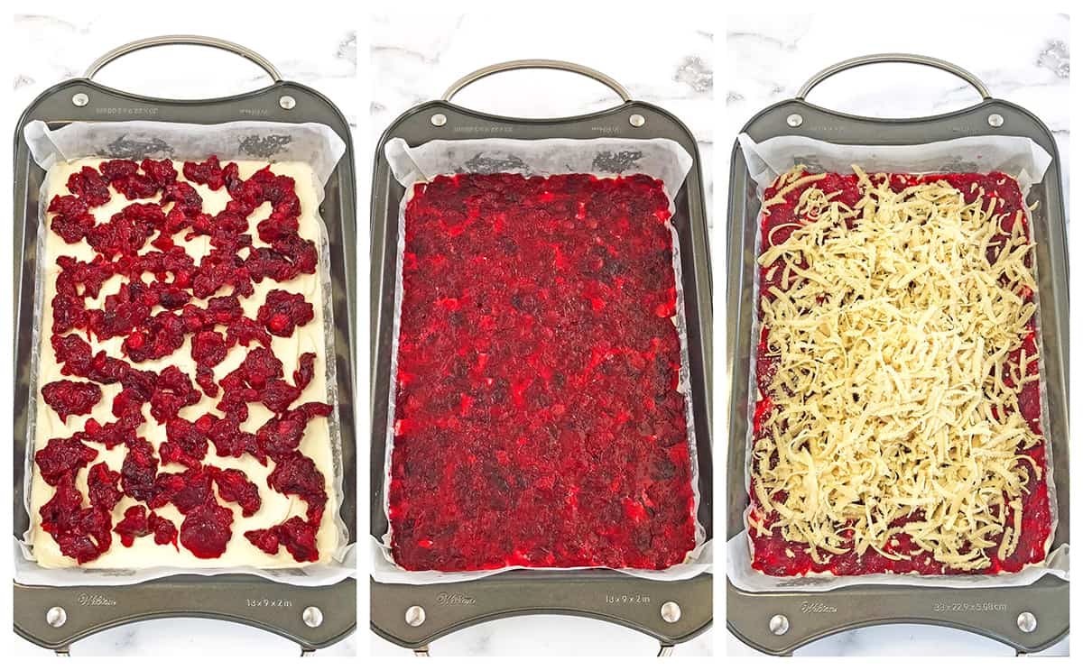 How to assemble cream cheese cranberry bars. 