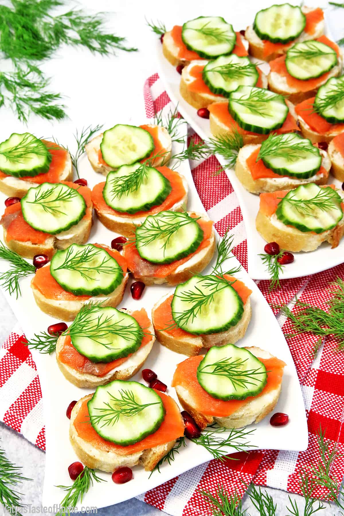 These Smoked Salmon Canapés not only taste incredible but they decorate your party table well. The only problem seems to be with these little treats is no matter how many you make, they fly off the table too quickly. 