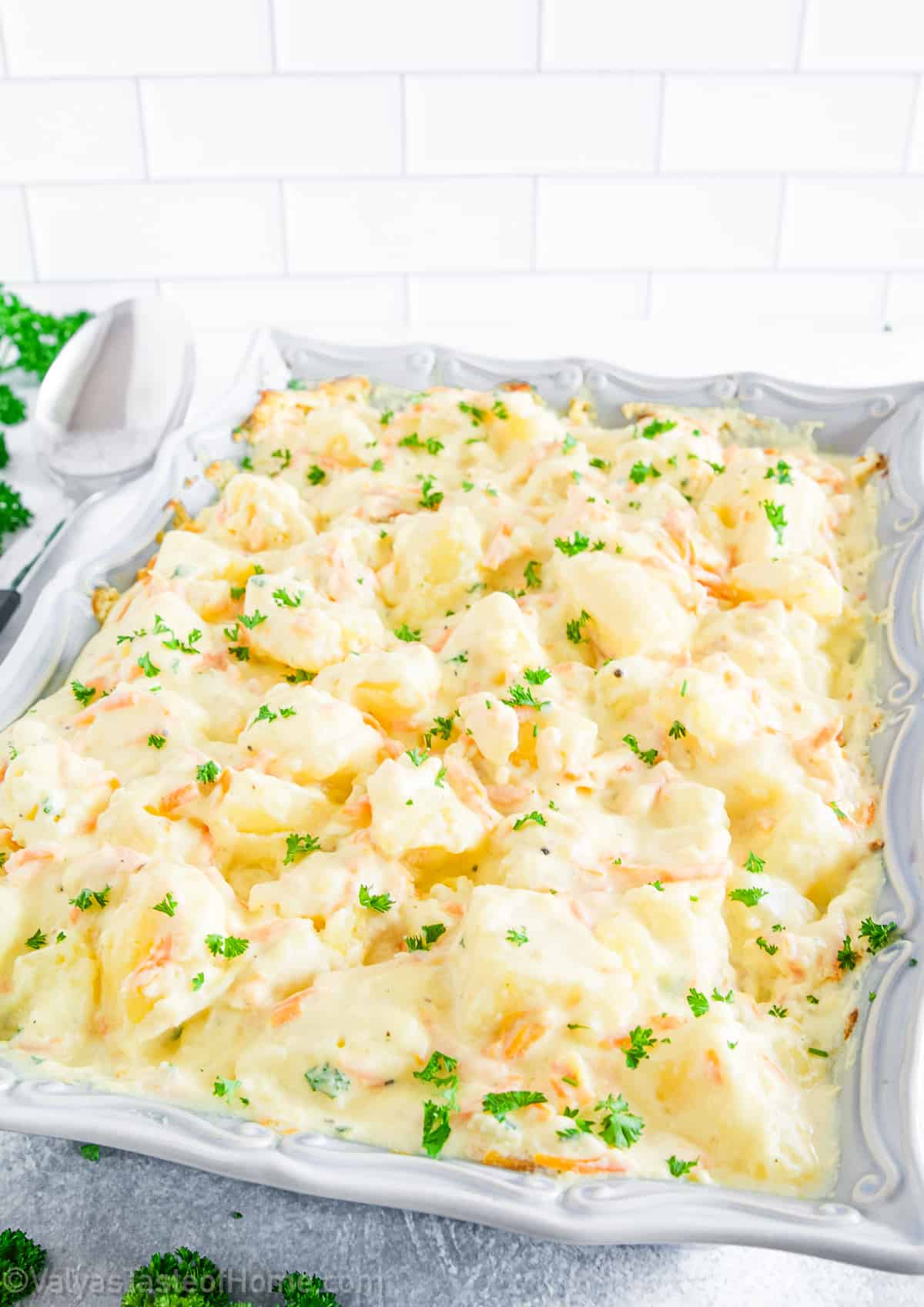 Your delicious Potato Casserole is ready to serve.