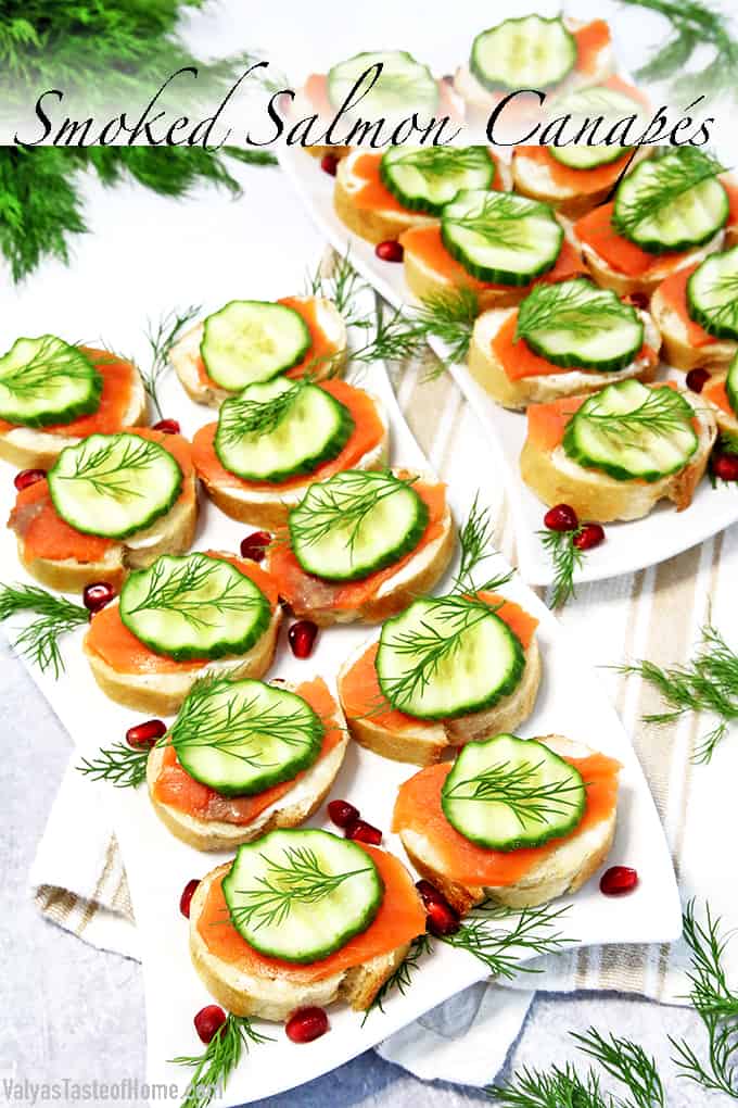 These Smoked Salmon Canapés not only taste incredible but they decorate your party table well. The only problem seems to be with these little treats is no matter how many you make, they fly off the table too quickly.