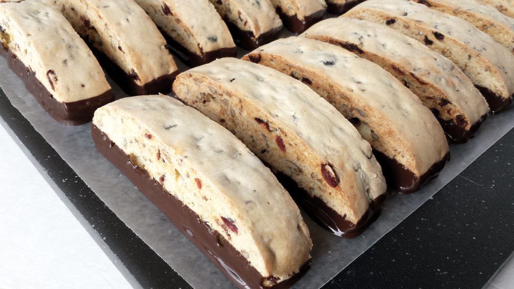 Dark Chocolate Cranberry and Pecan Biscotti