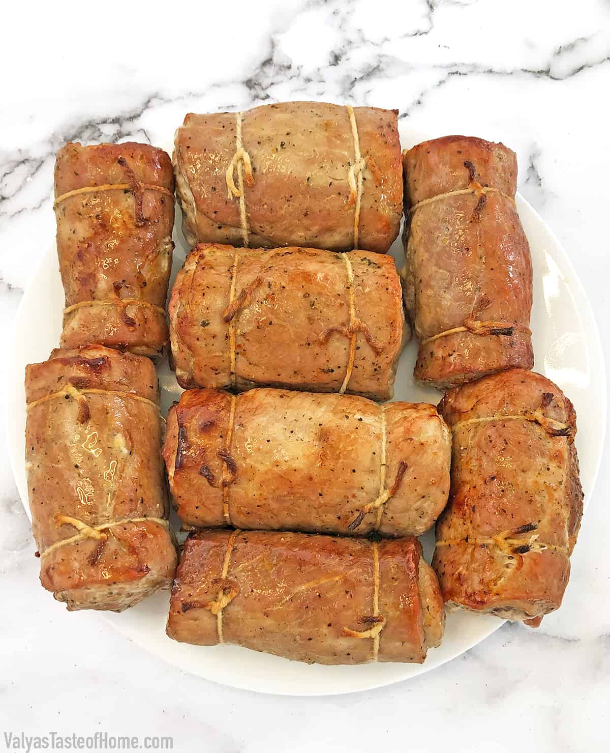 Oven baked pork roulades. 