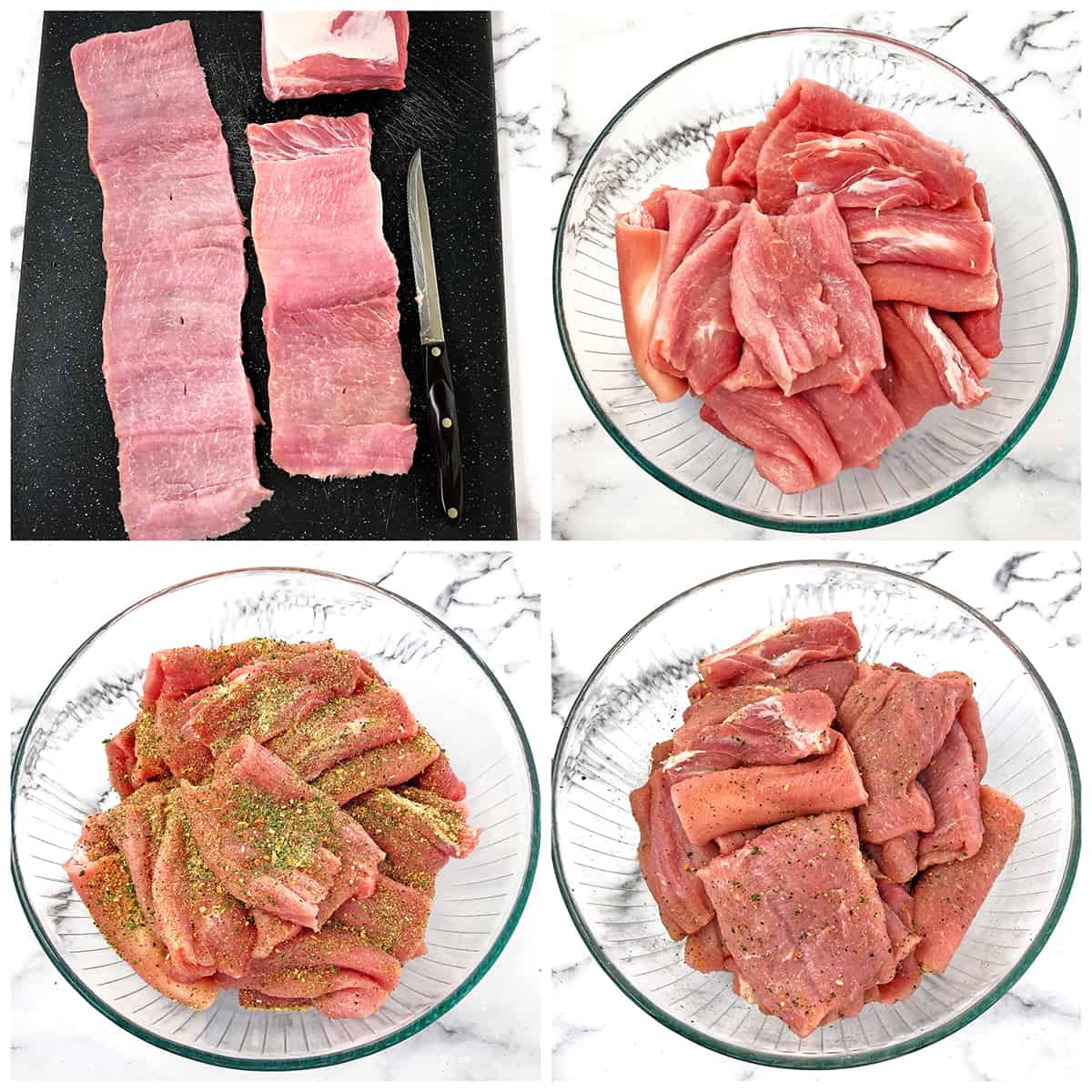 Seasoning and marinading pork roulades.