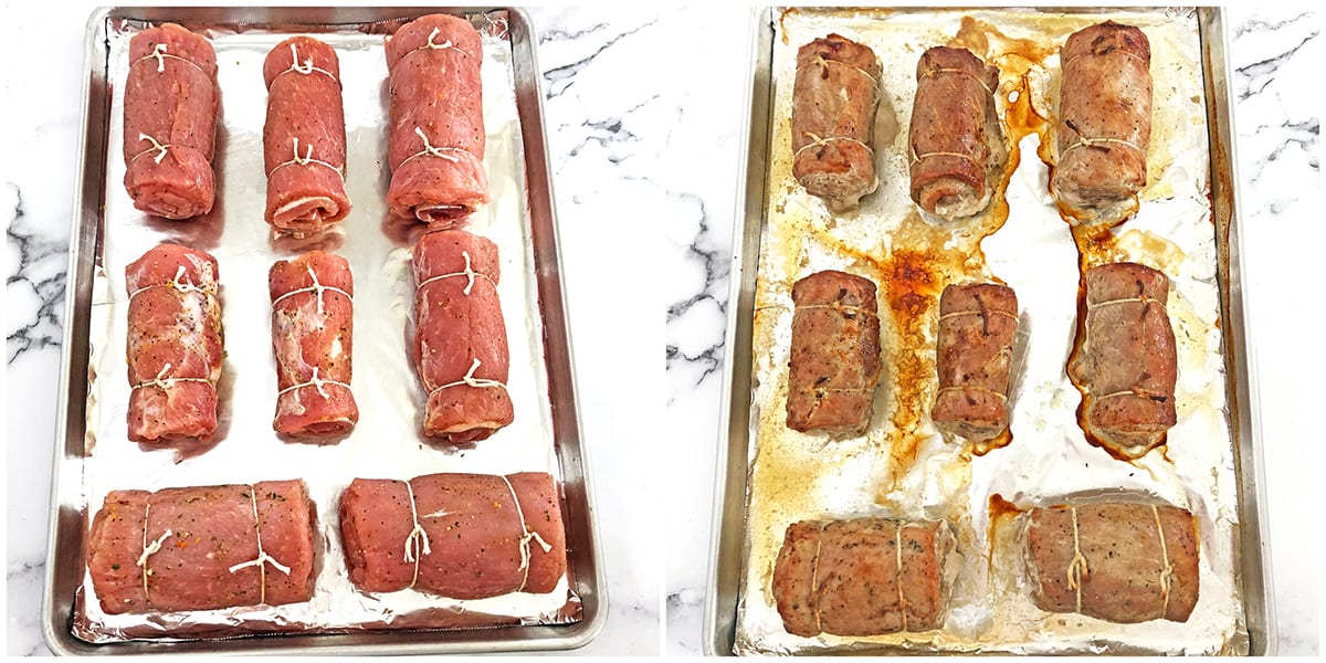 How to bake pork roulettes. 
