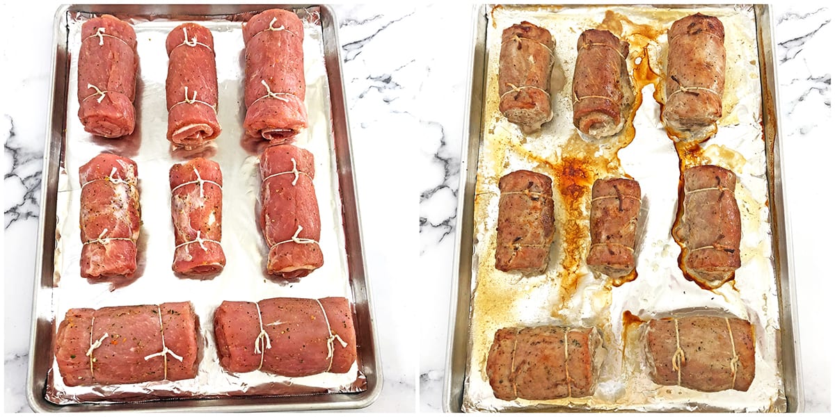 How to bake pork roulettes.