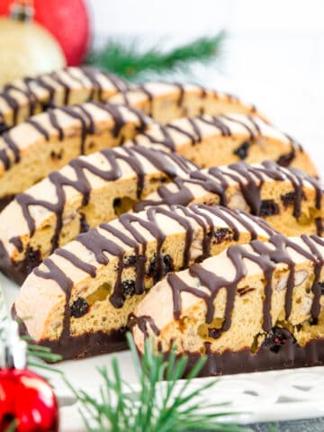 Chocolate biscotti is an absolute treat for all the chocolate lovers out there. Biscotti are traditional Italian cookies that are slightly crunchy yet airy and flavorful with vanilla and almonds! 