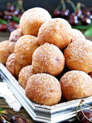 I'm not a big fan of frying and try to avoid it as much as possible. I have very few recipes that require frying. However, this Cherry Filled Donut Holes (Ponchiki) recipe is absolutely worth it.