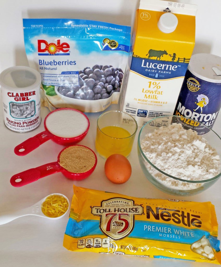 Blueberry Muffins with White Chocolate Morsels and Lemon Zest