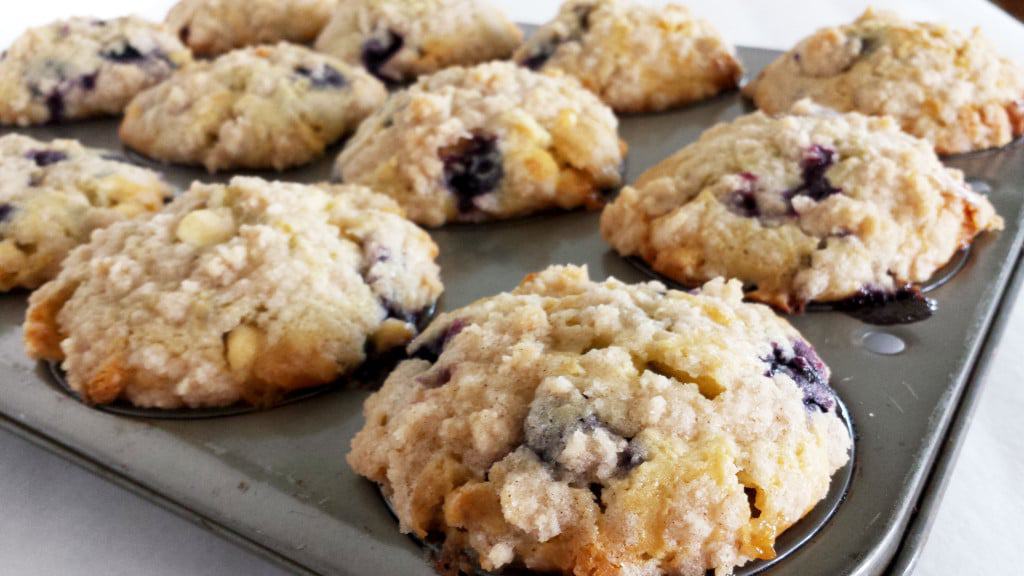 Blueberry Muffins with White Chocolate Morsels and Lemon Zest