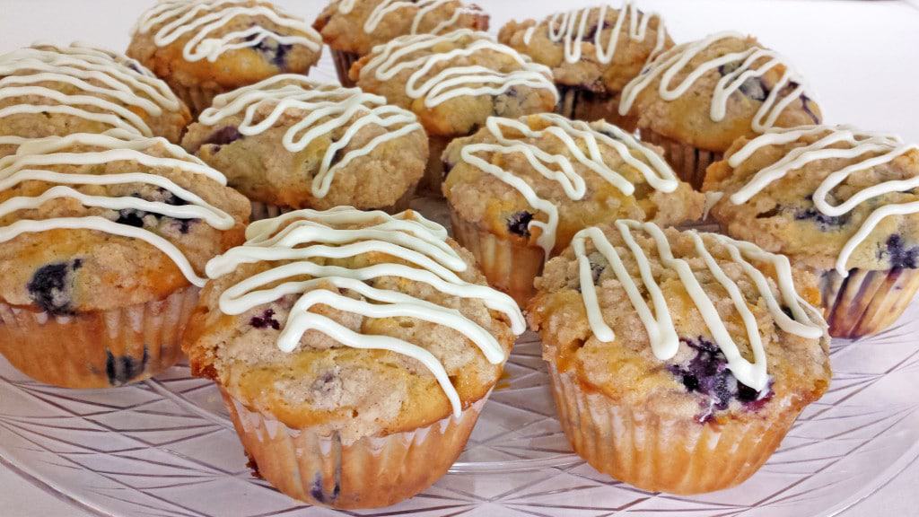 Blueberry Muffins with White Chocolate Morsels and Lemon Zest