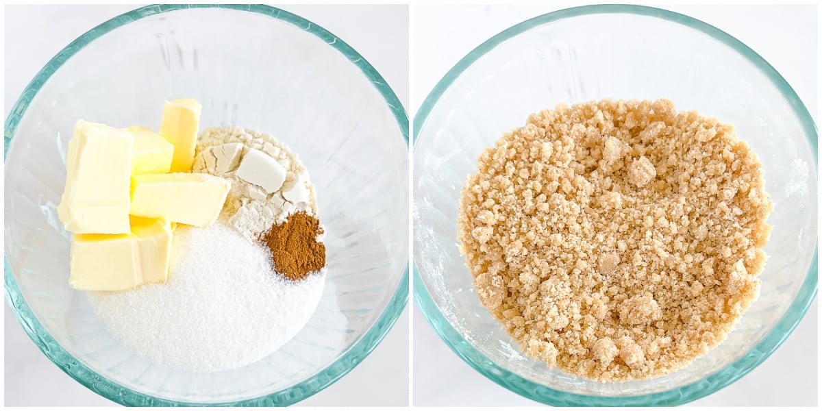 In a small bowl, combine these ingredients and mix them well using a spoon until you get a coarse crumb-like mixture.