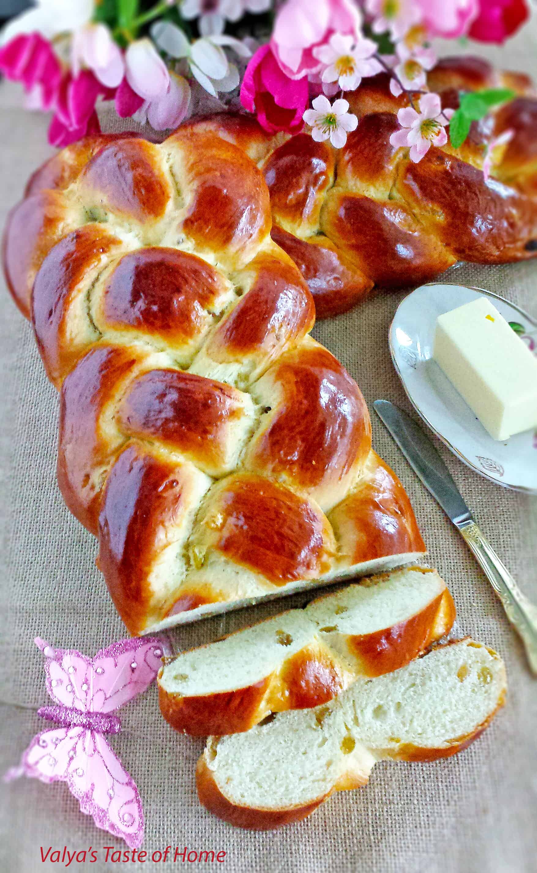 Sweet Braided Easter Bread with Raisins - Valya's Taste of Home