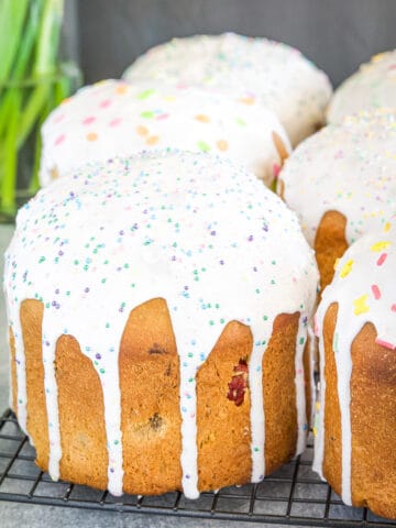 There's something incredibly festive about this bread, especially when it's decorated with a glossy glaze and colorful sprinkled topping.