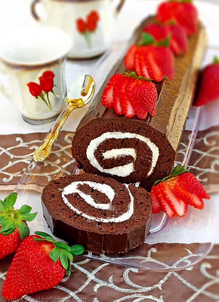 This Chocolate Roulade is not only beautiful but it also tastes incredible. It’s easy to make and gives stunning results that are perfect for a special occasion.