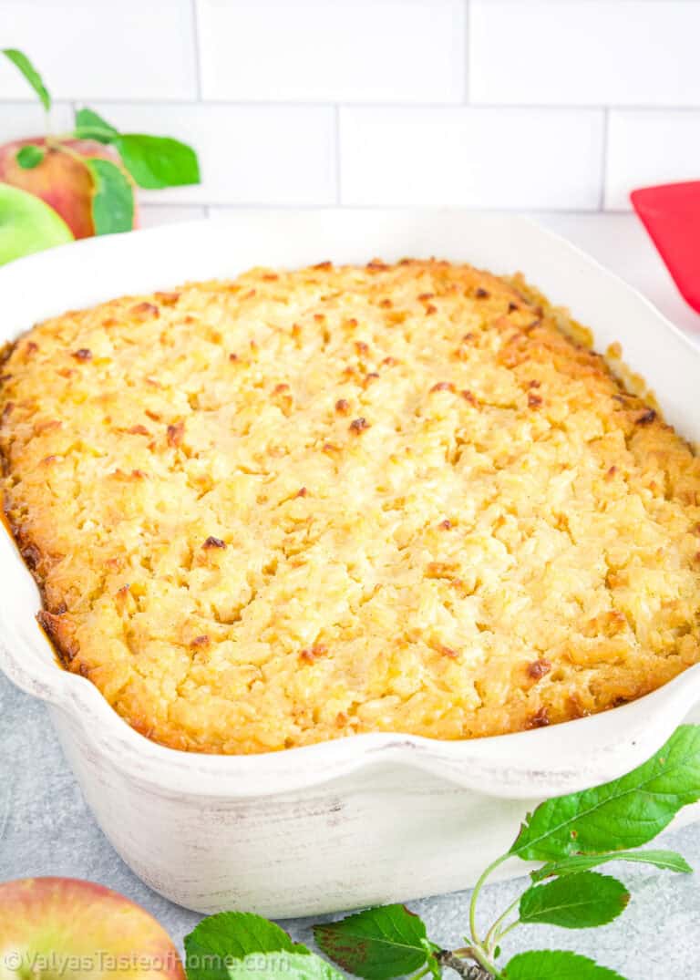 This zapekanka recipe is a Ukrainian classic! This baked rice pudding's sweet, satisfyingly soft, and smooth texture makes it a perfect choice for a comforting family dessert.