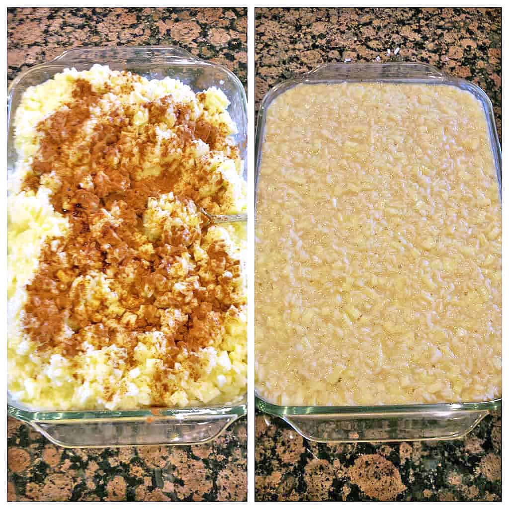 Add pure vanilla extract and sprinkle in ground cinnamon. Mix everything well to ensure all the flavors are evenly distributed.