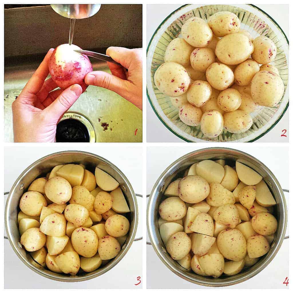 Young Potatoes with Caramelized Onion, Bacon and Dill