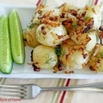 Young Potatoes with Caramelized Onion, Bacon and Dill