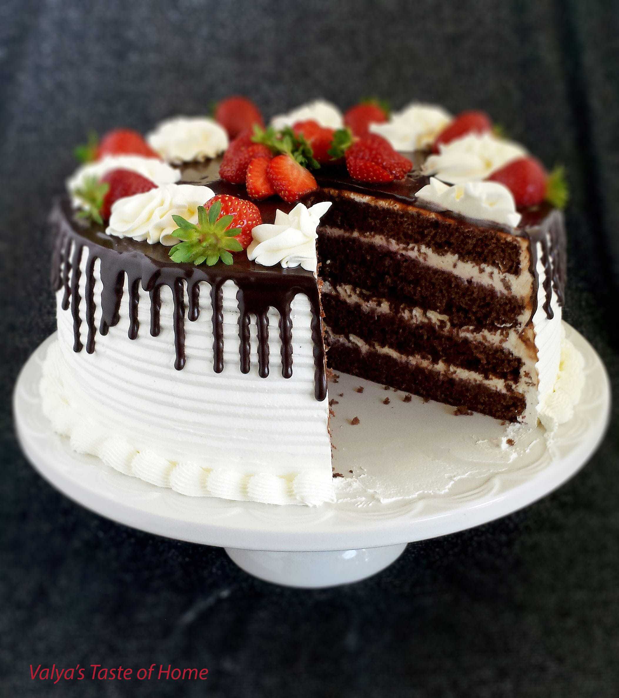Honey Chocolate and Strawberry Cake - Valya's Taste of Home