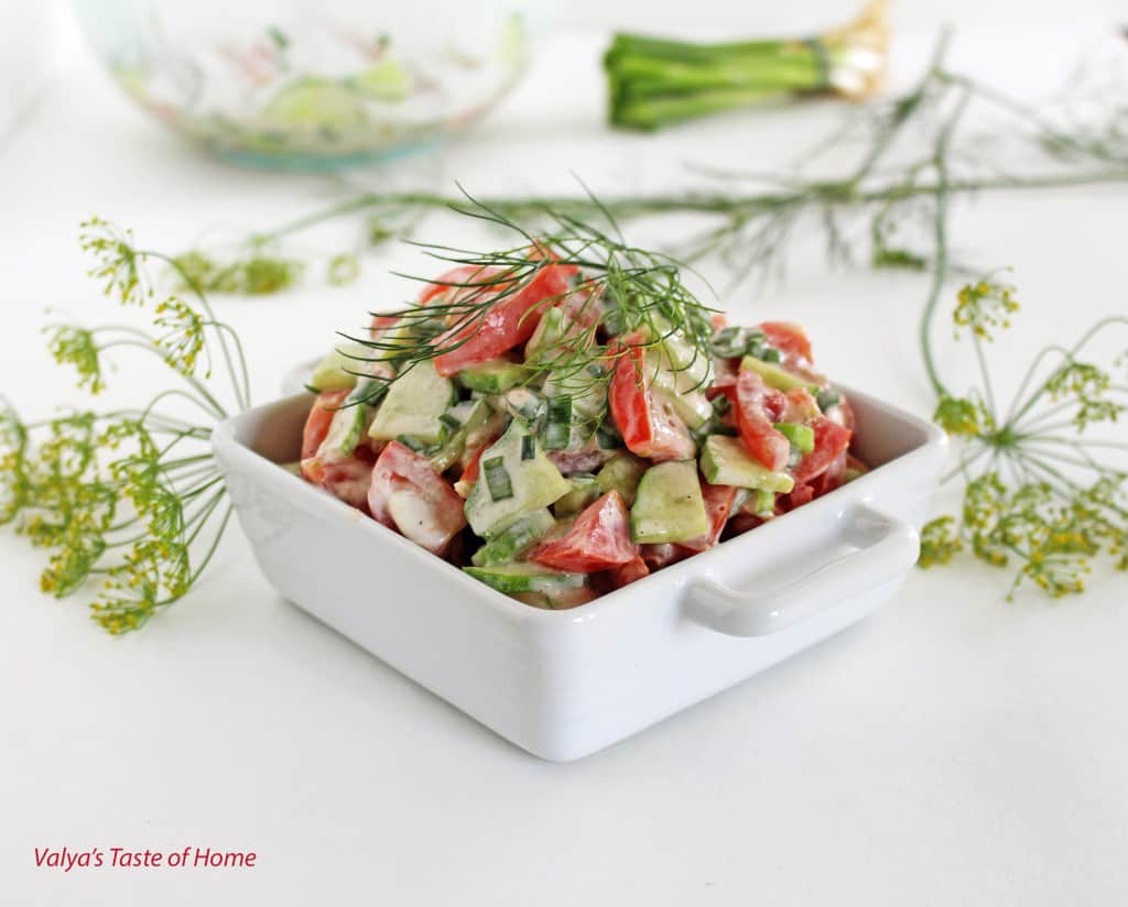 Creamy Cucumber and Tomato Salad