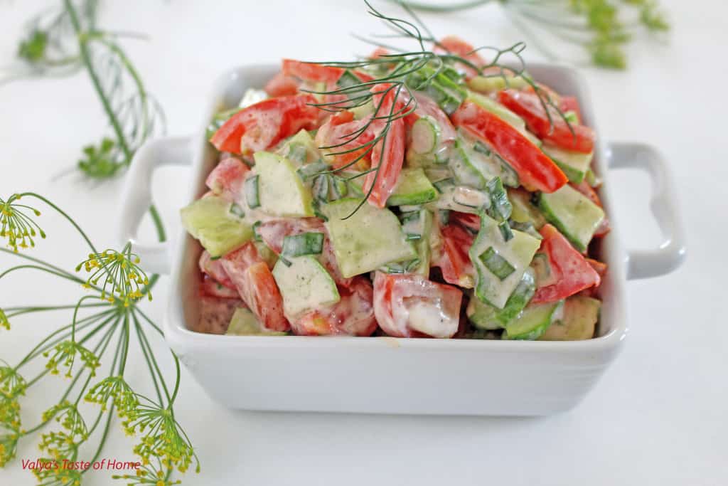 Creamy Cucumber and Tomato Salad