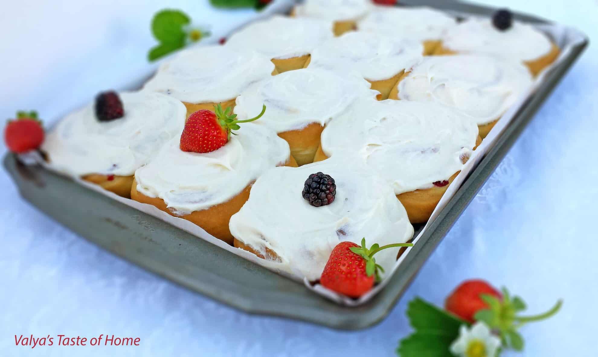 Strawberry Rolls with Cream Cheese Frosting