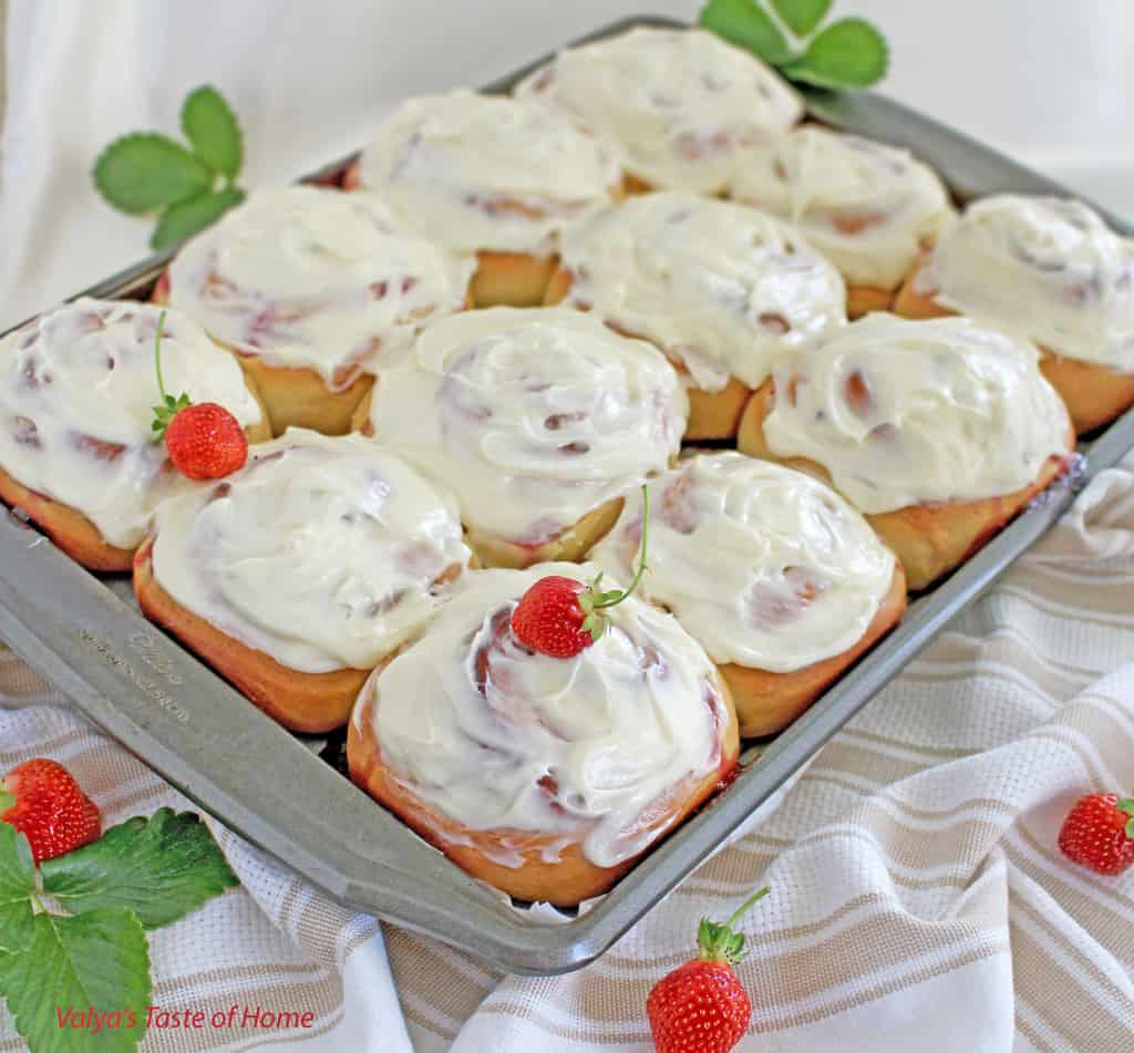 Strawberry Rolls with Cream Cheese Frosting