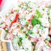 This creamy cucumber tomato salad is ready in no time and guarantees a burst of flavor in every bite.