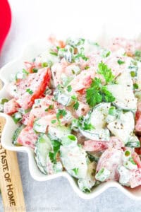 This creamy cucumber tomato salad is ready in no time and guarantees a burst of flavor in every bite.