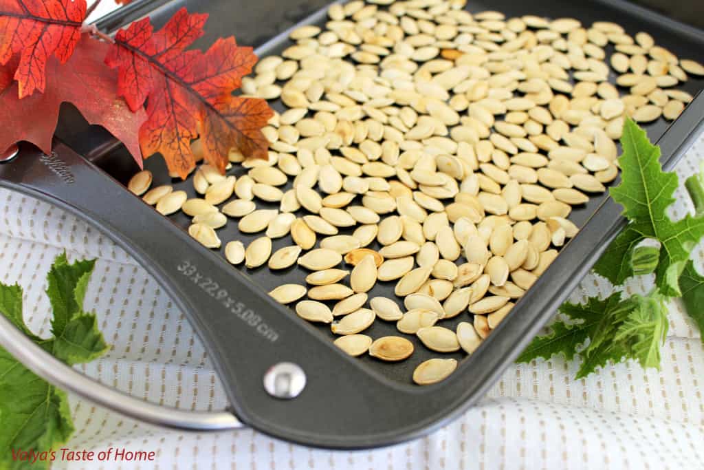 These roasted pumpkin seeds store incredibly well. Allow them to completely cool before you store them though, to maintain the delicious crisp texture. 