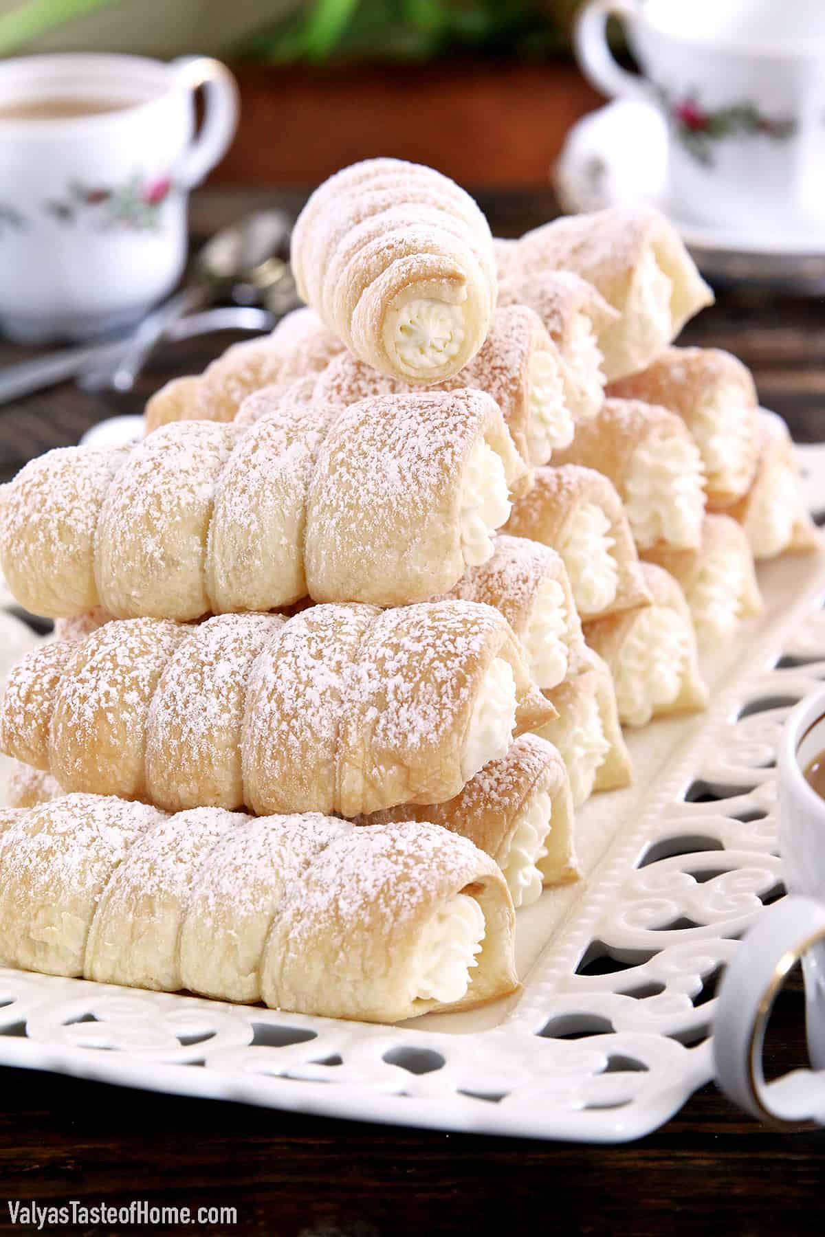 Making cream horns at home seems difficult at first, but with a little practice, it can turn out beautifully. These scrumptious Mom's Cream Horns are super easy to put together and terrific fun to eat!