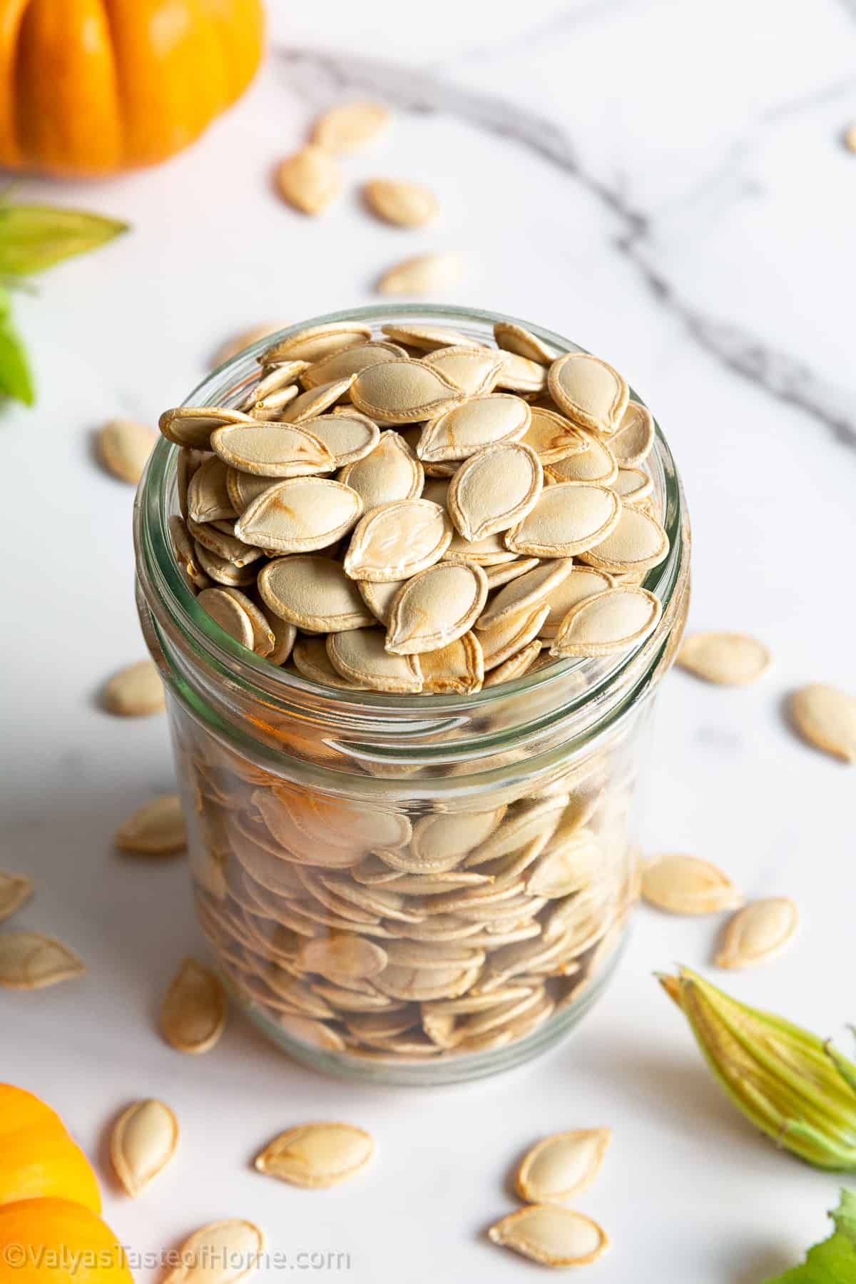 These seeds are either dried in the sun or roasted in the oven for a quicker way to have your delicious snacks ready to go!