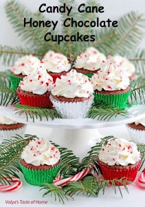 Candy Cane Honey Chocolate Cupcakes