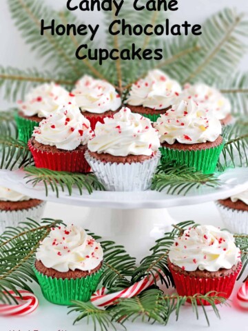 Candy Cane Honey Chocolate Cupcakes