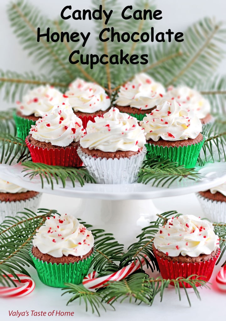 Candy Cane Honey Chocolate Cupcakes + Giveaway