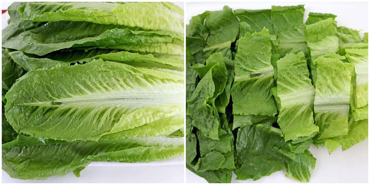 Slice lettuce into one-inch thick pieces.