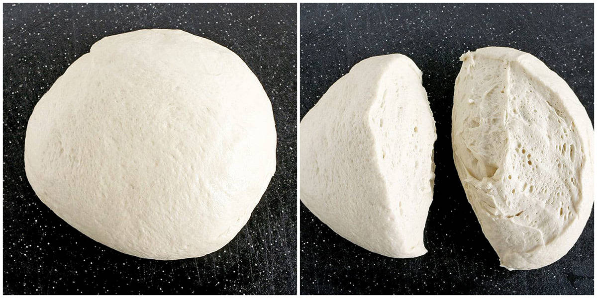 Knead the homemade pizza dough and form it into a ball shape.