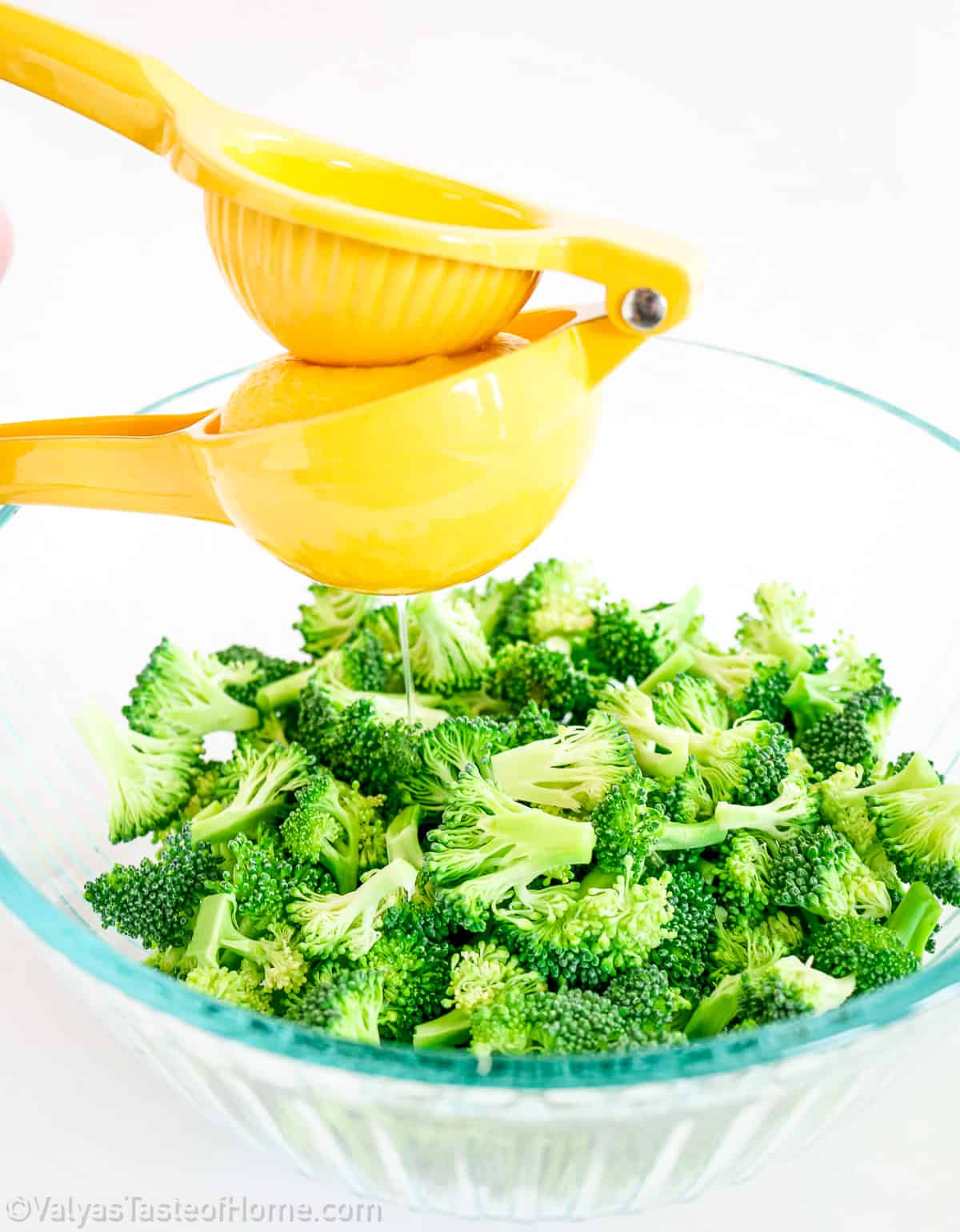 Cut the broccoli, squeeze some fresh lemon juice over it. 