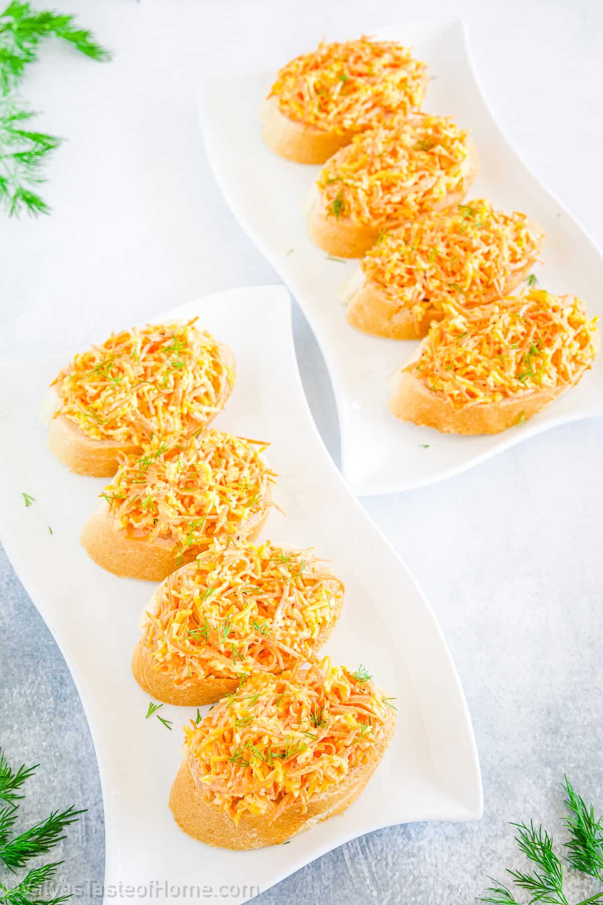 Carrots are packed with nutrients, and this Carrot Appetizer Canapés recipe is a delicious way to incorporate them into your party menu.