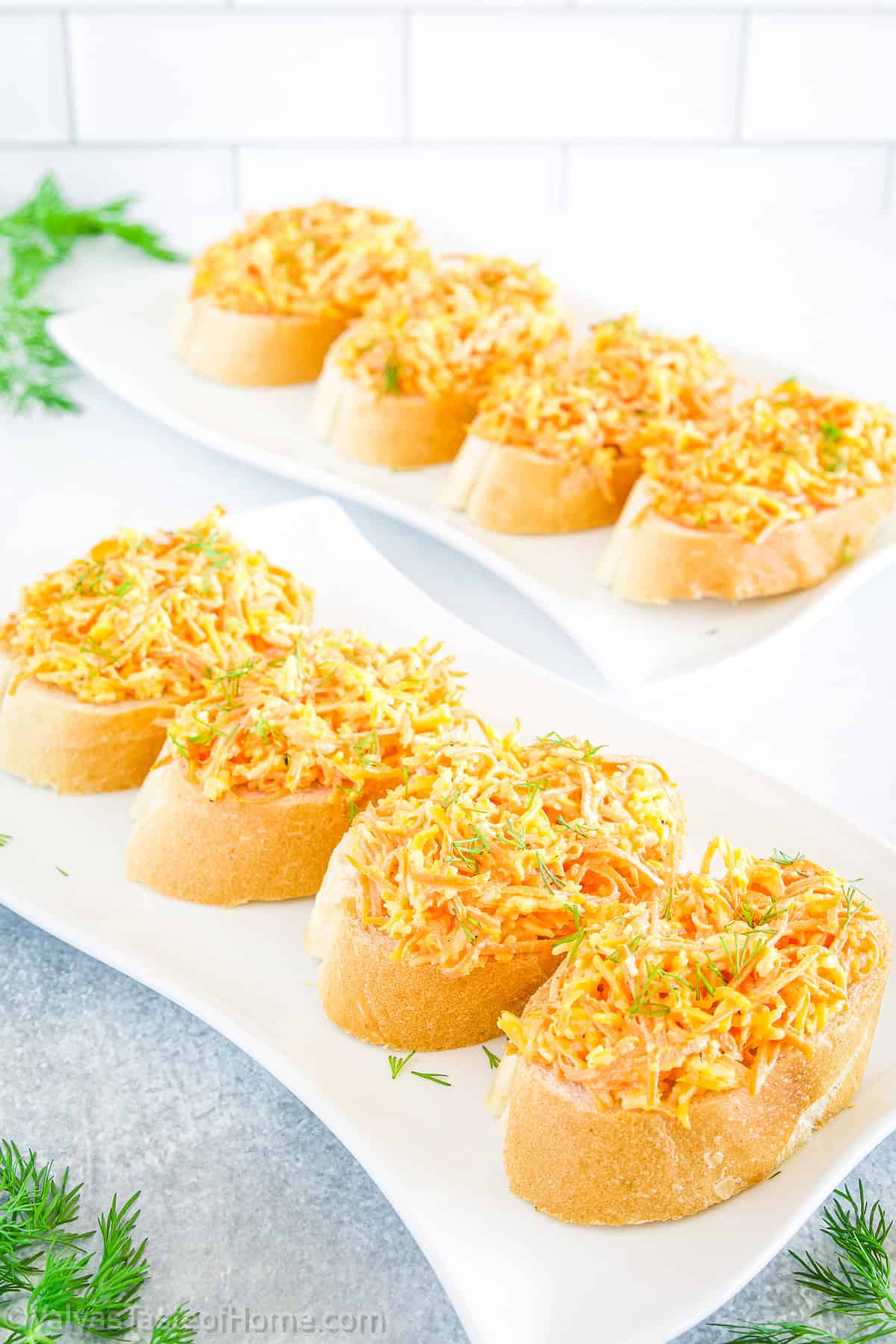 This Carrot Appetizer Canapés recipe is a one-of-a-kind appetizer that's smooth, creamy and soft with a slight carrot crunch.