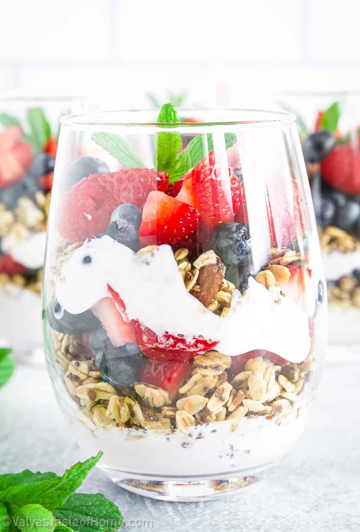 This parfait is not only tasty but also good for you. It's packed with the goodness of fresh fruit, whole grains, and the probiotics in yogurt.
