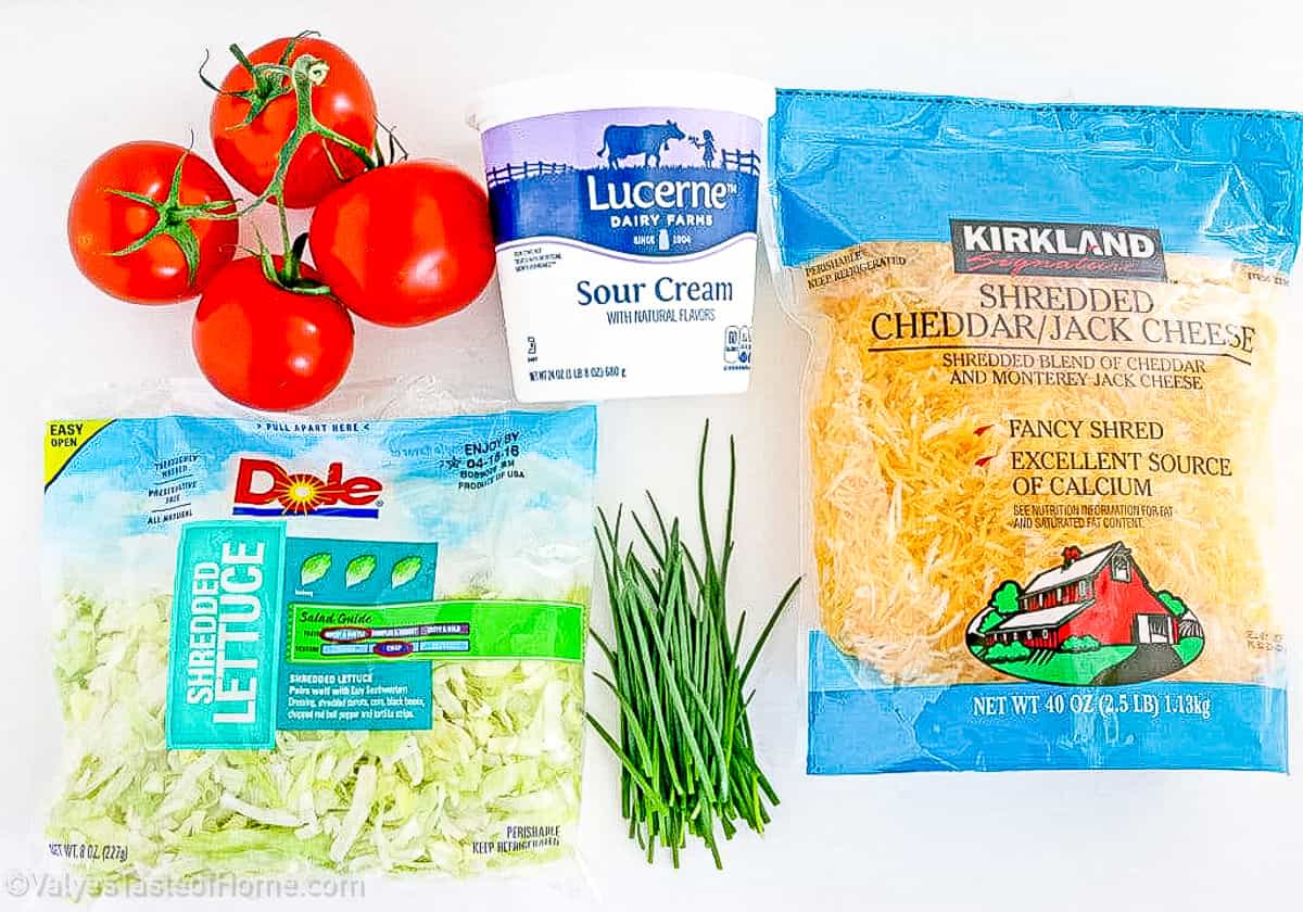 Salad toppings for this recipe are simple.