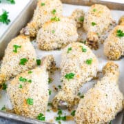This baked breaded chicken drumsticks recipe is your ticket to a simple, yet incredibly flavorful dinner.