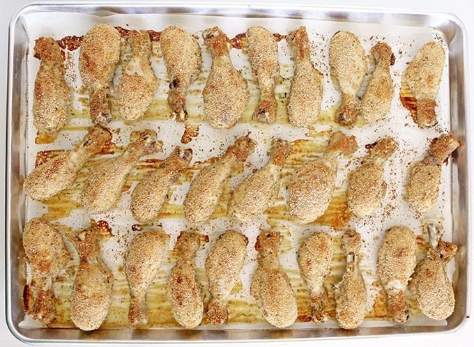 Remove the pan from the oven and let it cool for 5 minutes before transferring the drumsticks to a platter. 