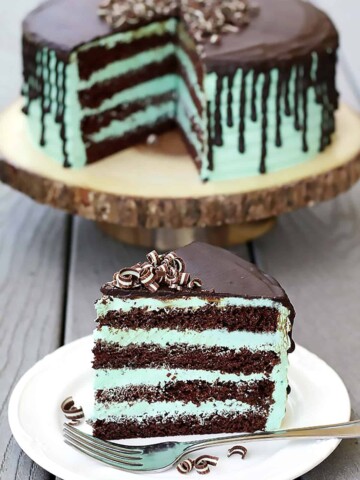 Mint and Chocolate? Yes! A perfect combination! I absolutely love those little rectangular candies called "Andes Chocolate Mints" and this Mint Chocolate Cake closely resembles it.