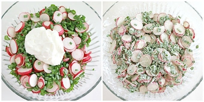 Mix the salad again and make sure that the seasoning is evenly distributed. Serve the radish salad immediately. 